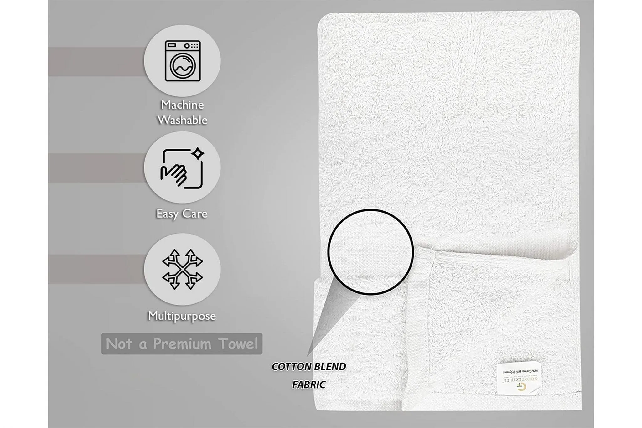180 pcs White 22X44 100% Cotton Economy Bath Towels Extra Absorbent Quick Dry (15 Dozen)