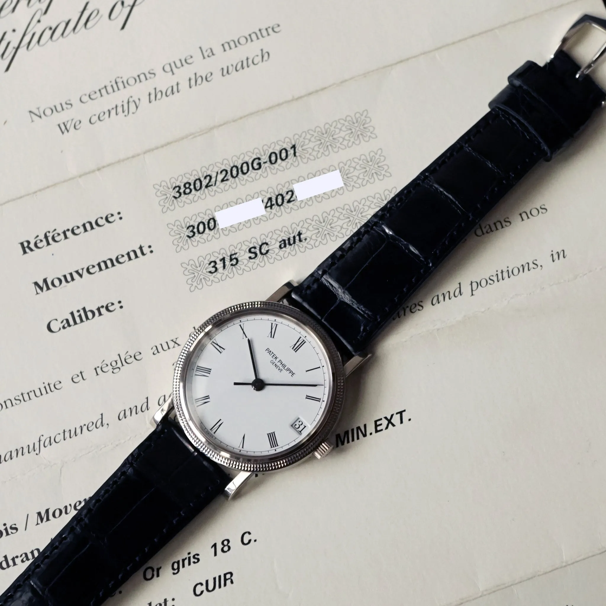 1995 PATEK PHILIPPE CALATRAVA WG REF.3802 AUTOMATIC DATE WATCH