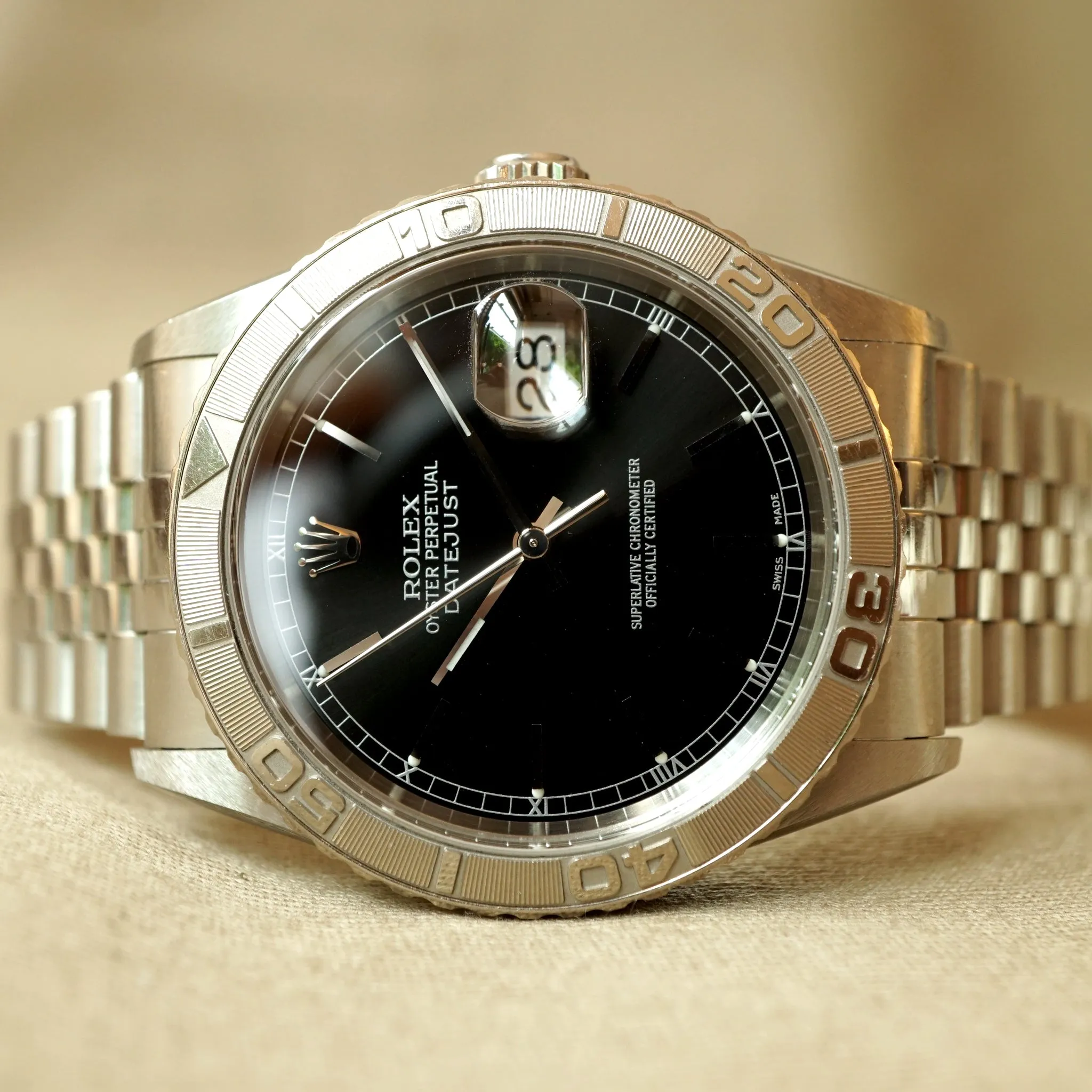 2003 ROLEX TURN-O-GRAPH BLACK DATEJUST 16264 WATCH