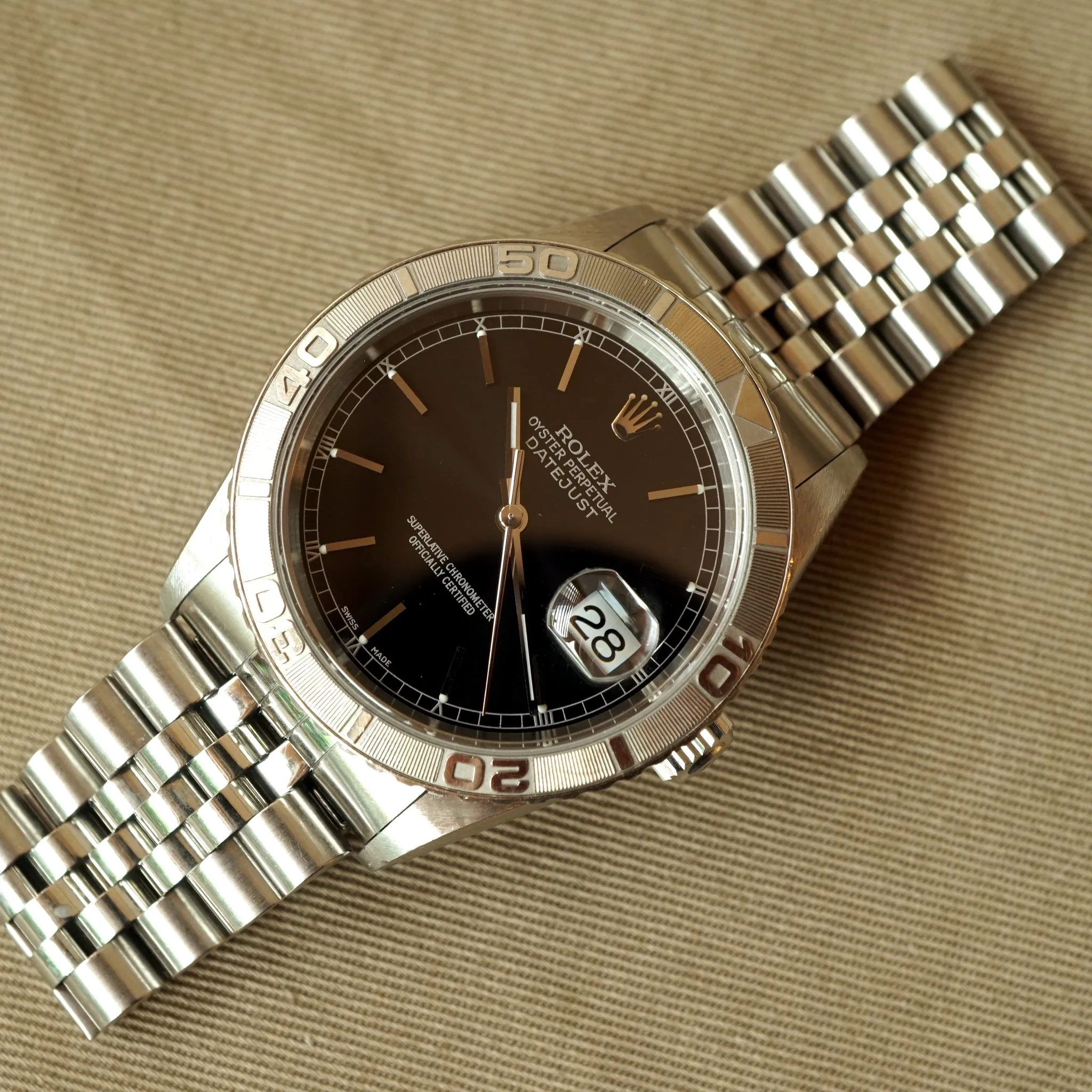 2003 ROLEX TURN-O-GRAPH BLACK DATEJUST 16264 WATCH