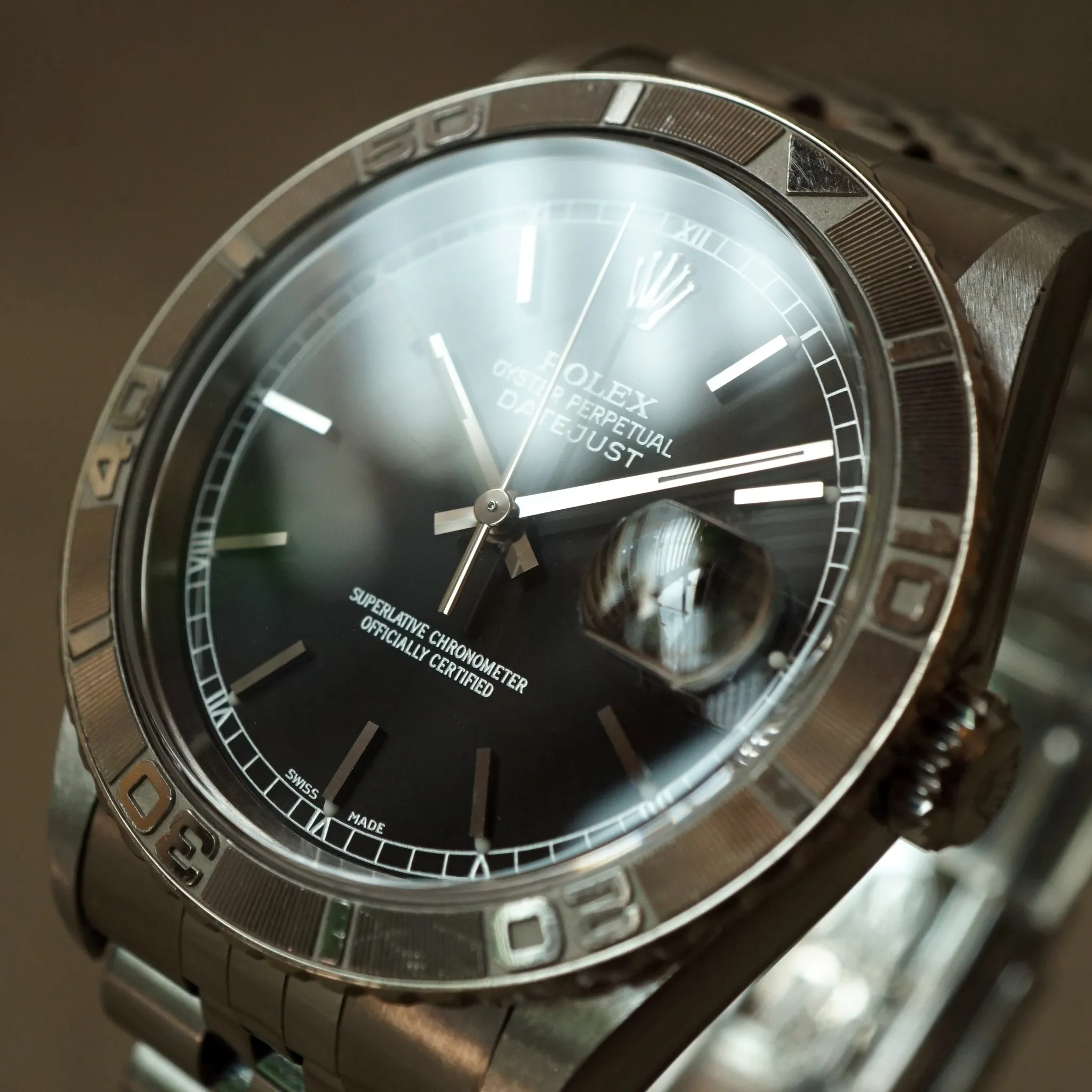 2003 ROLEX TURN-O-GRAPH BLACK DATEJUST 16264 WATCH