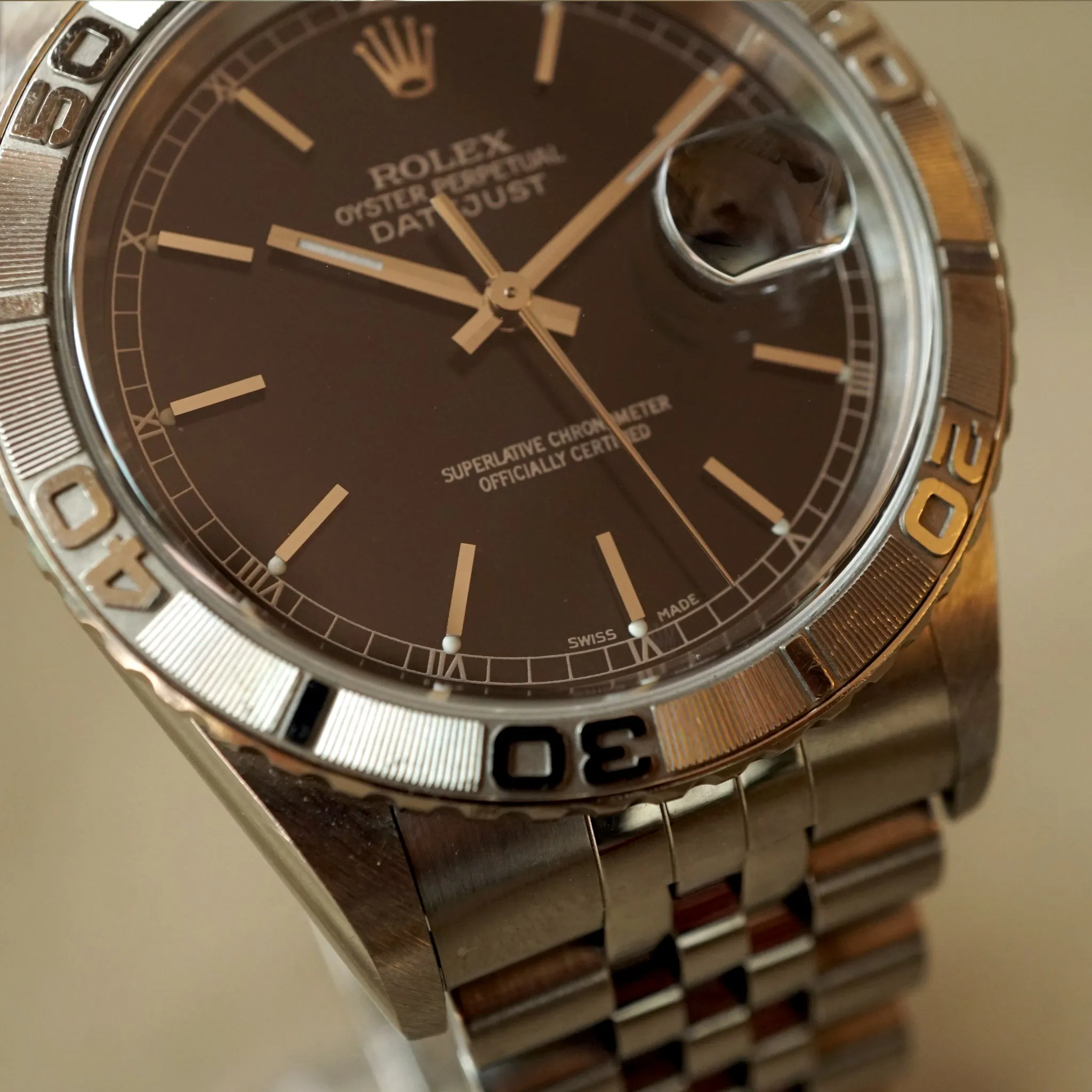 2003 ROLEX TURN-O-GRAPH BLACK DATEJUST 16264 WATCH