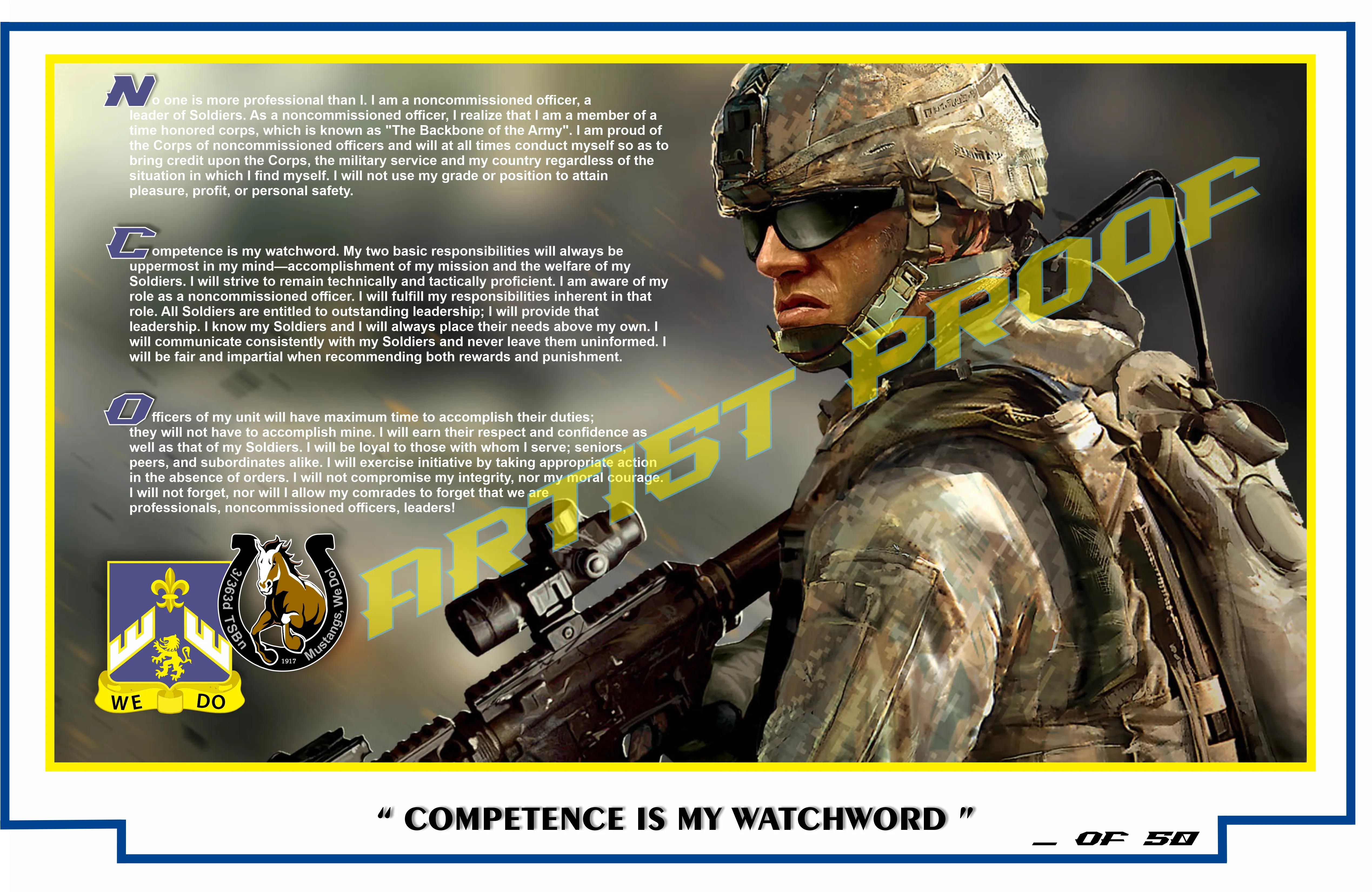 3-363d TSBn - MUSTANGS, WE DO ! - NCO CREED Limited Edition Print