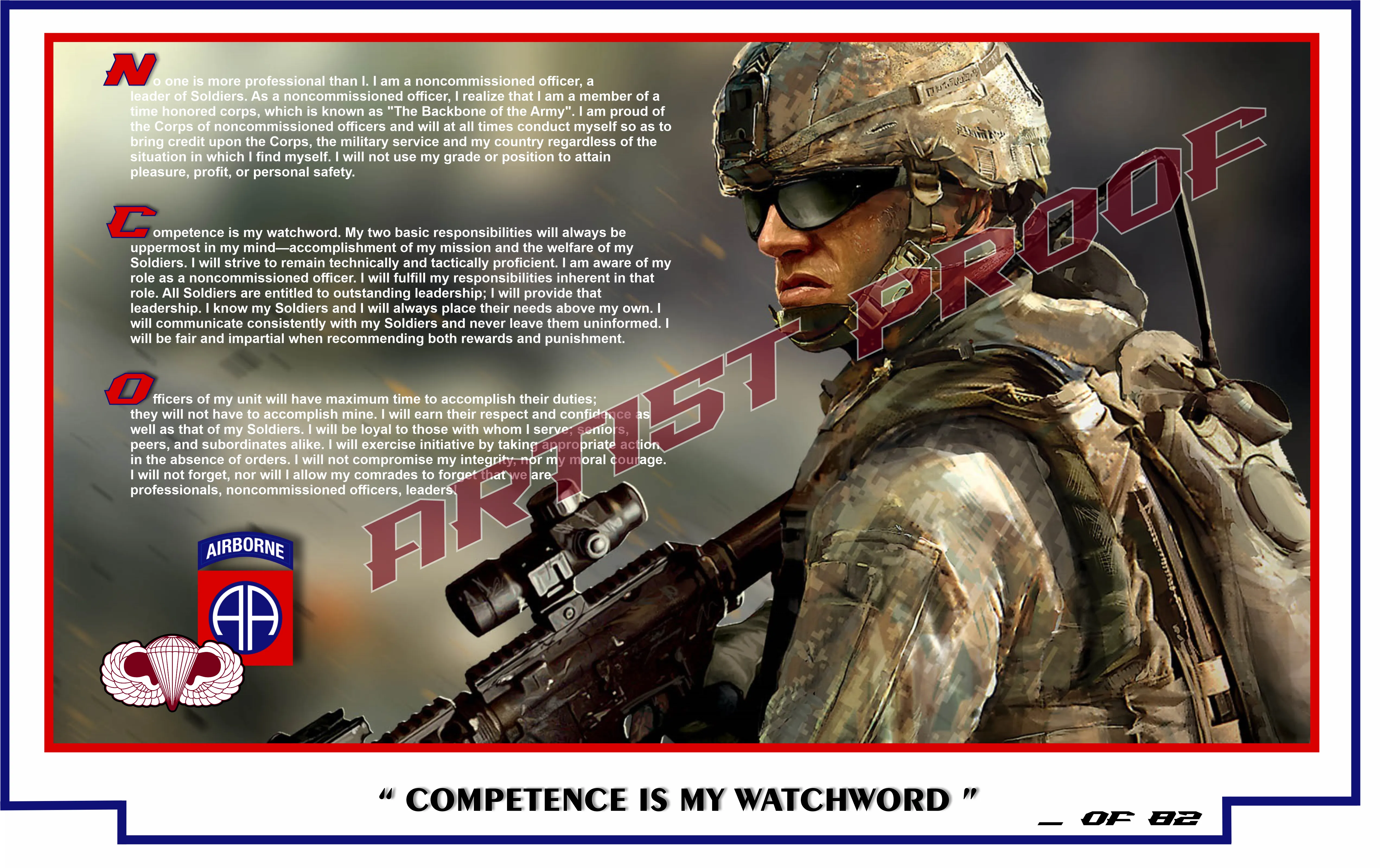 82nd Airborne - NCO CREED Limited Edition Print