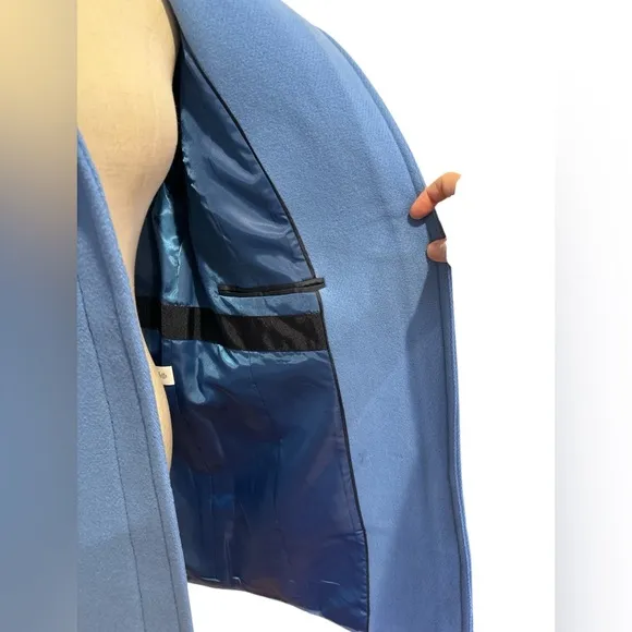 90s ITALIAN WOOL BLEND FABRIC BLUE CITY COAT MINIMALIST RELAXED TALBOTS SZ 10