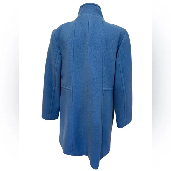 90s ITALIAN WOOL BLEND FABRIC BLUE CITY COAT MINIMALIST RELAXED TALBOTS SZ 10
