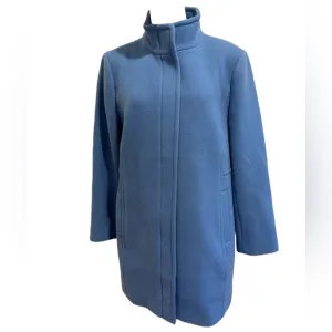 90s ITALIAN WOOL BLEND FABRIC BLUE CITY COAT MINIMALIST RELAXED TALBOTS SZ 10