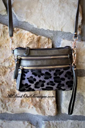 ADO | Leopard Print Messenger Silver