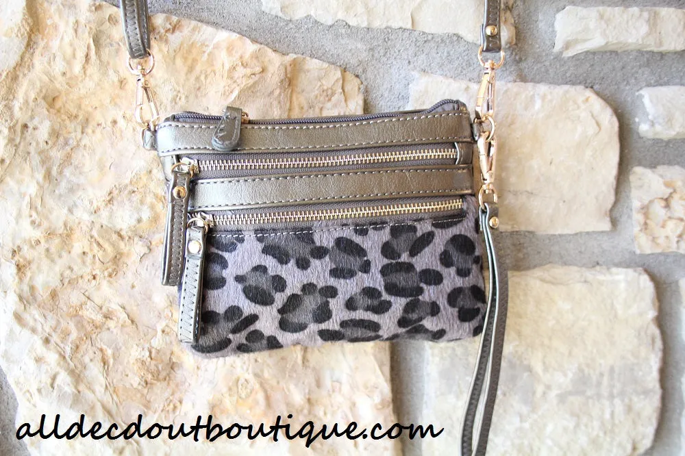 ADO | Leopard Print Messenger Silver