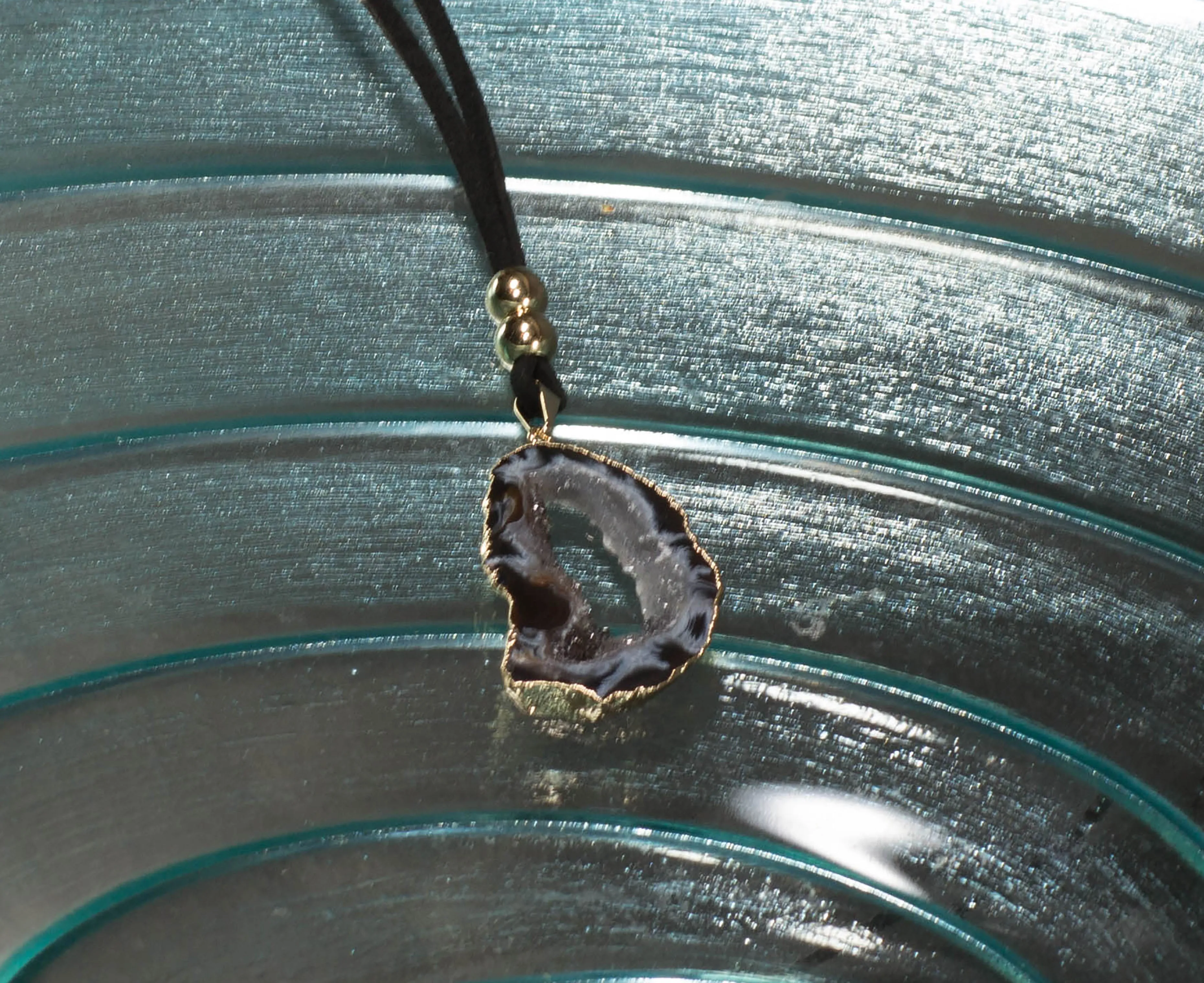 Agate Geode on Leather Necklace