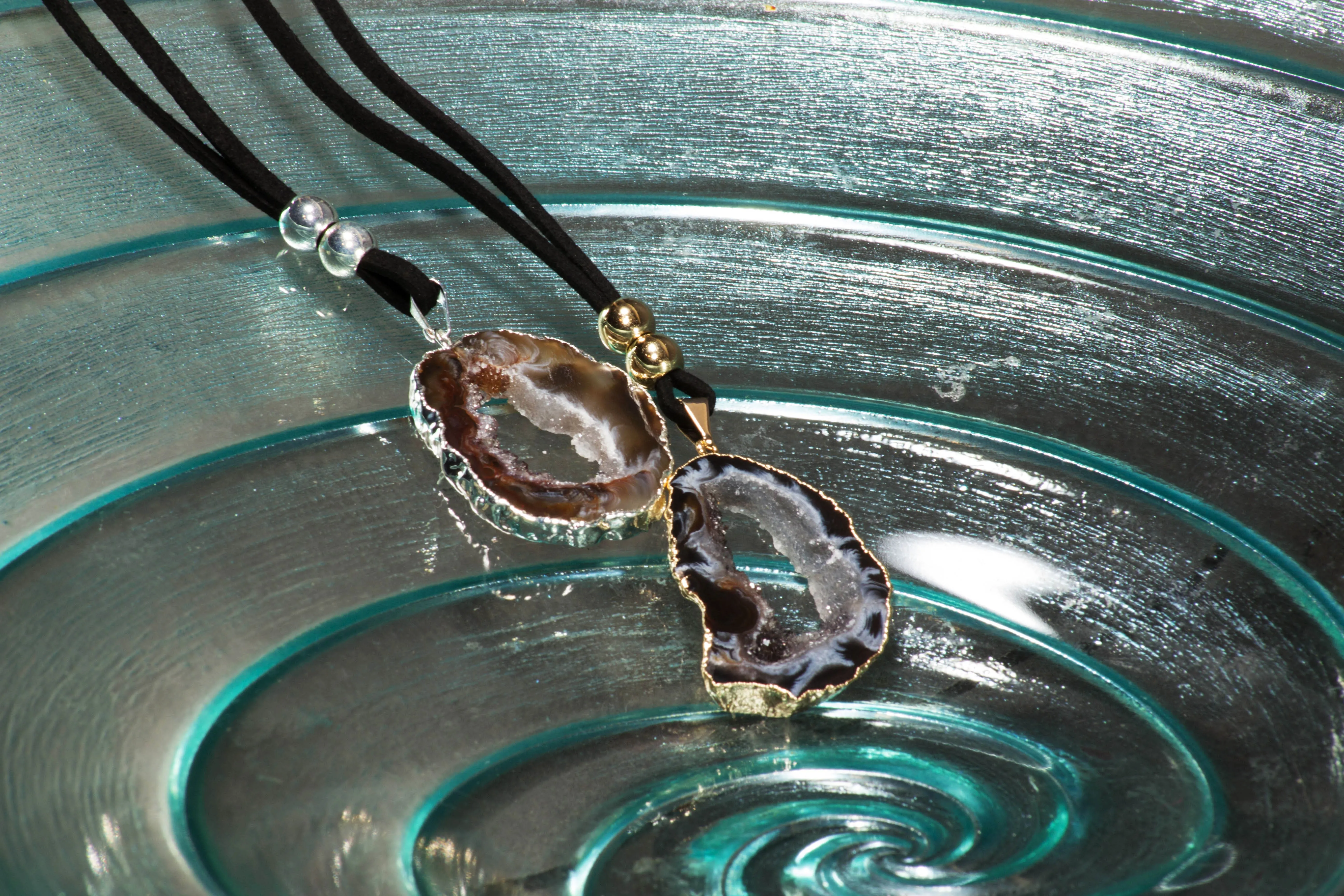 Agate Geode on Leather Necklace