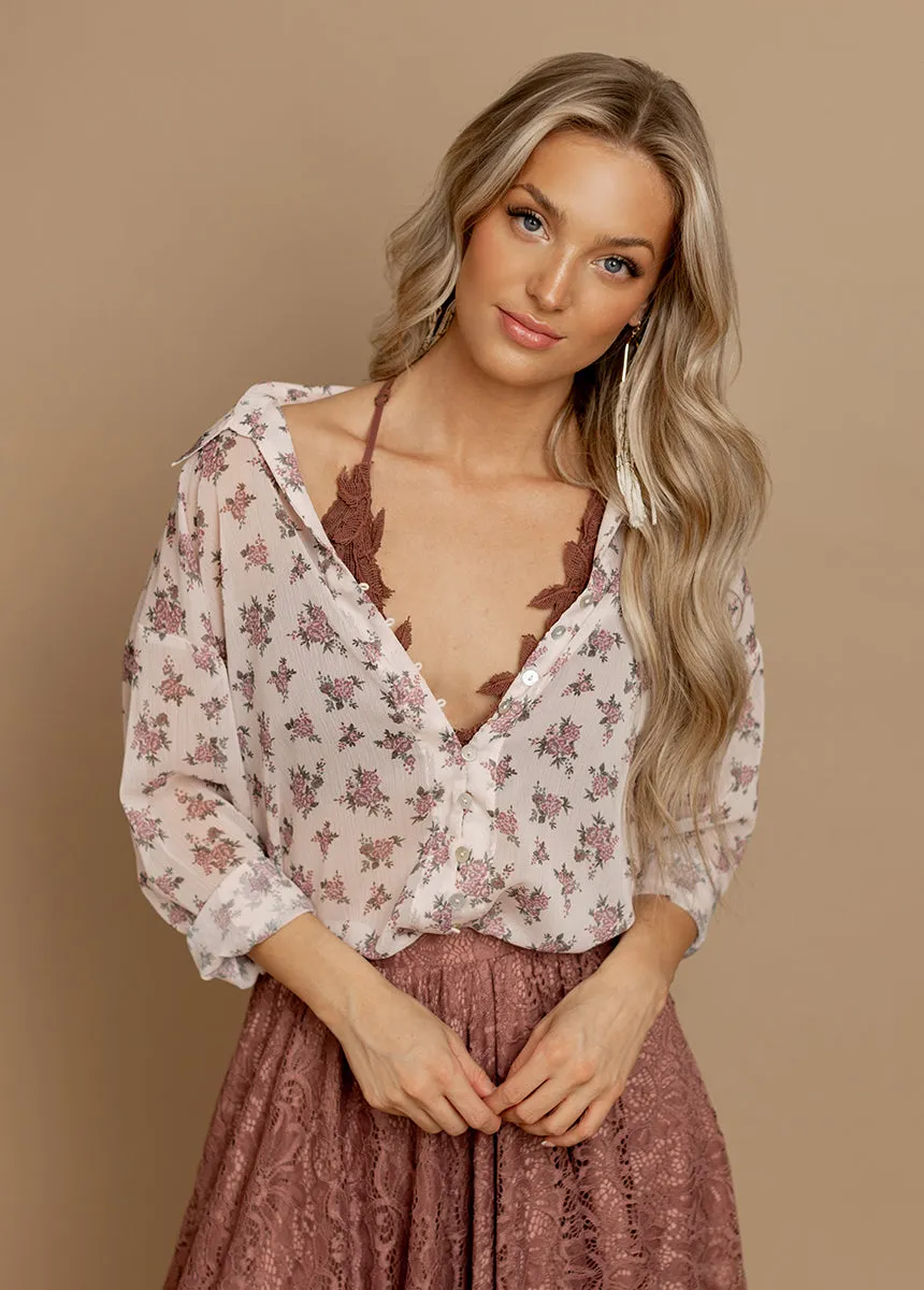 Agnes Top in Lilac Ditsy Floral