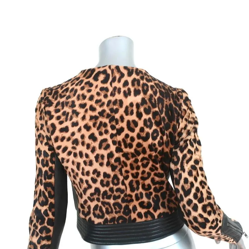 A.L.C. Savile Jacket Leather-Trim Leopard Print Pony Hair Size 4