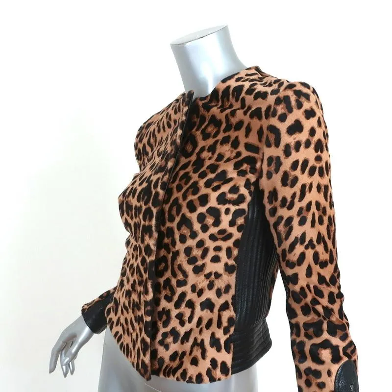 A.L.C. Savile Jacket Leather-Trim Leopard Print Pony Hair Size 4