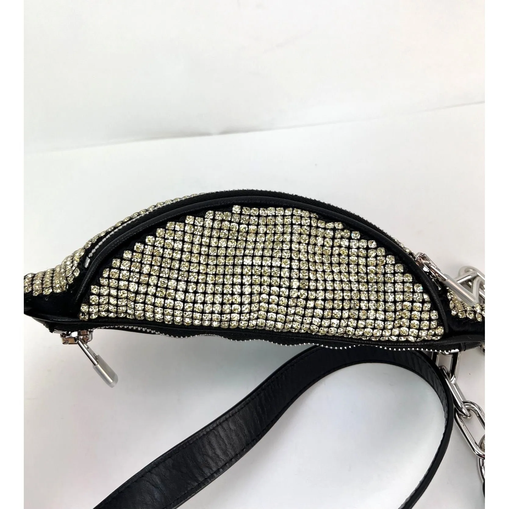 Alexander Wang Attica Mini Rhinestone Prism Gold Belt Sling Bag