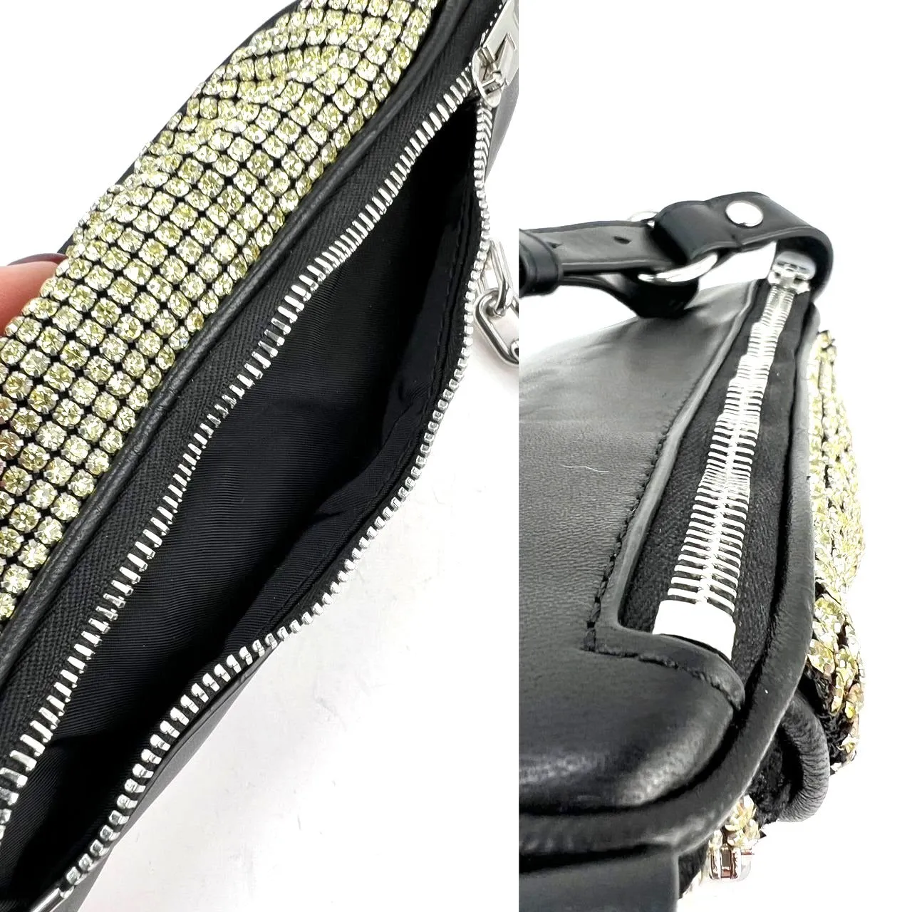 Alexander Wang Attica Mini Rhinestone Prism Gold Belt Sling Bag