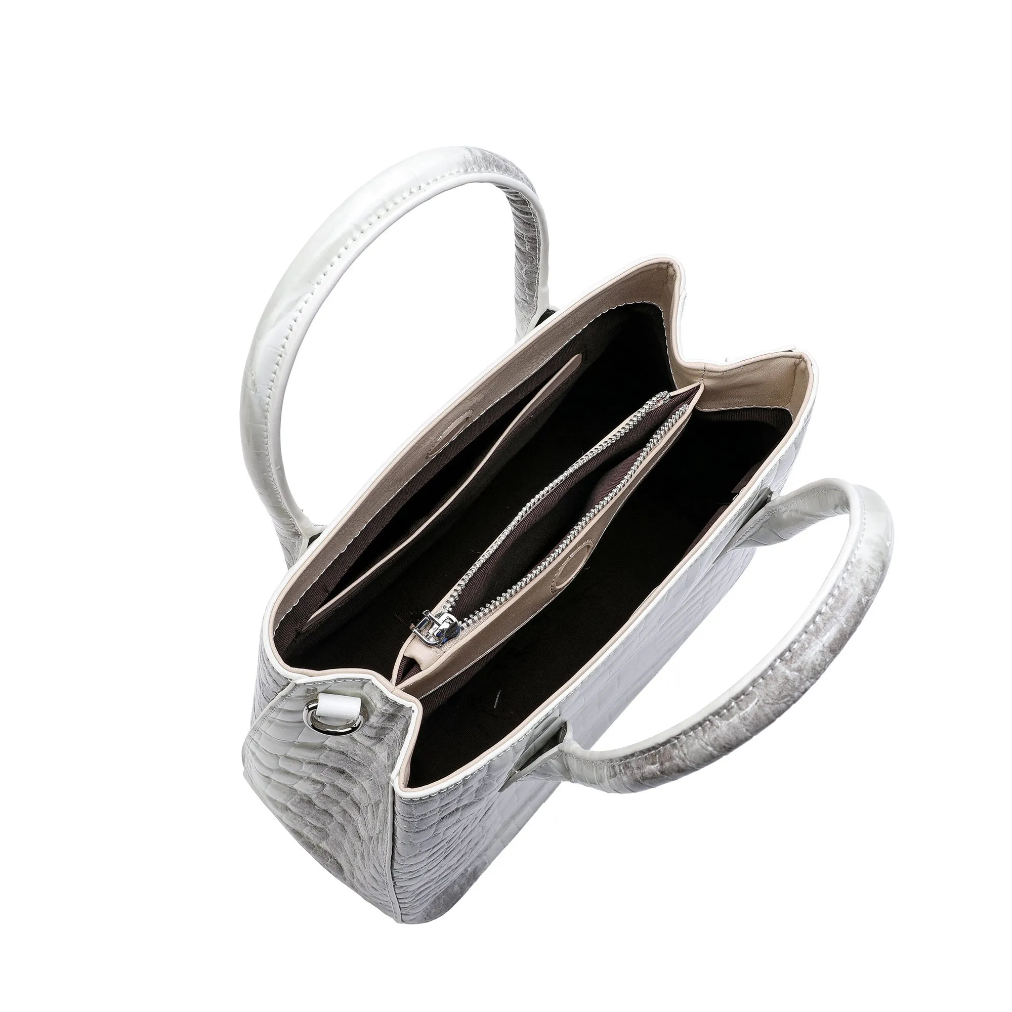 Alligator Embossed Leather Top-handle/Shoulder Tote Bag