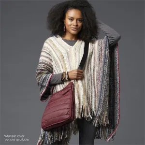 Alma Puffer Messenger Bag w/Strap-Burgundy