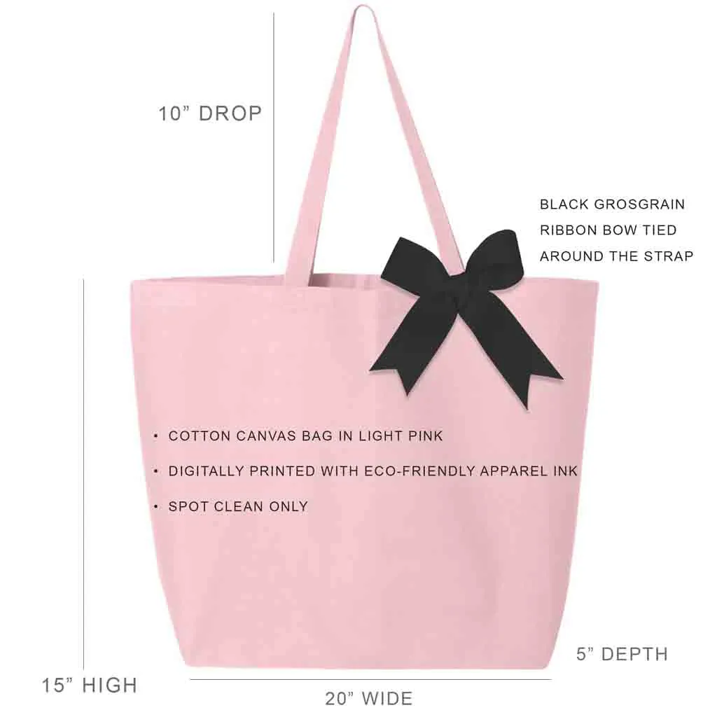 Alpha Sigma Alpha Pink Canvas Tote Bag with Black Bow