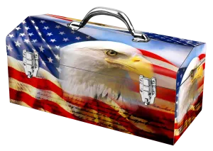 American Flag Eagle Portrat Steel Box