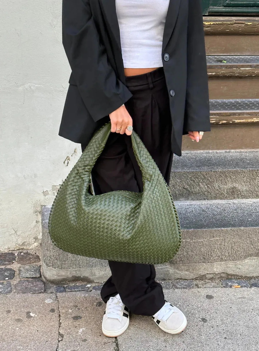 AMI - Woven Shoulder Bag with Spacious Design