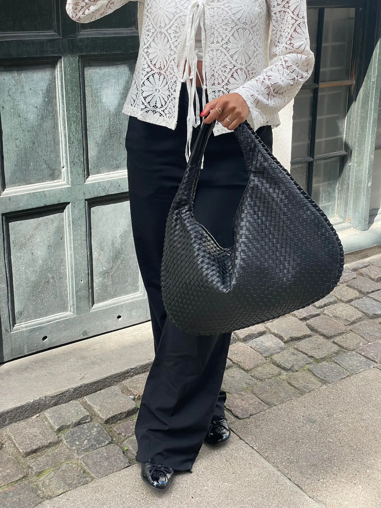 AMI - Woven Shoulder Bag with Spacious Design