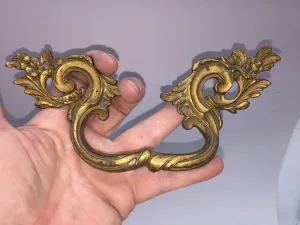 Antique Early French Bronze Ormolu Drawer Cabinet Hardware Pull Handle