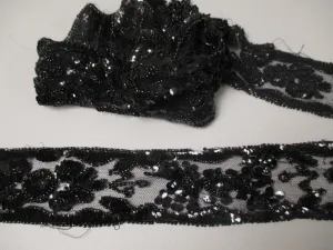 Antique Victorian Sequin beaded trim on silk net