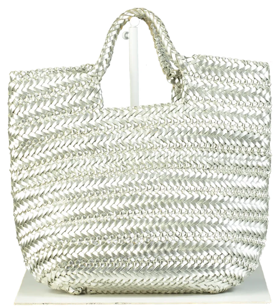 Anya Hindmarch Silver Woven Tote Bag