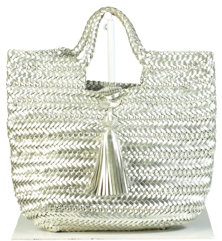 Anya Hindmarch Silver Woven Tote Bag