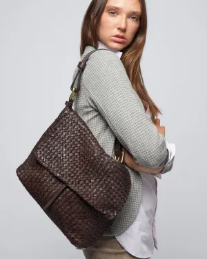 aspen wood shoulder bag - ebano leather