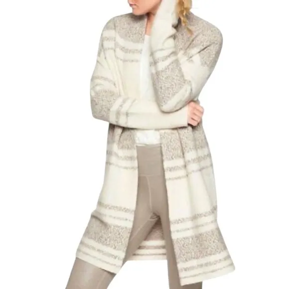 Athleta Wool And Cashmere Sweater Open Front Panorma Point Small Beige Cream