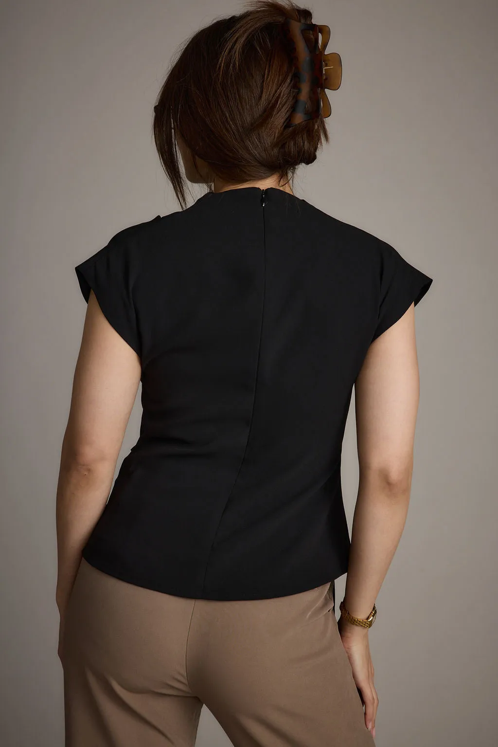 Atwood Black Twist Front Blouse