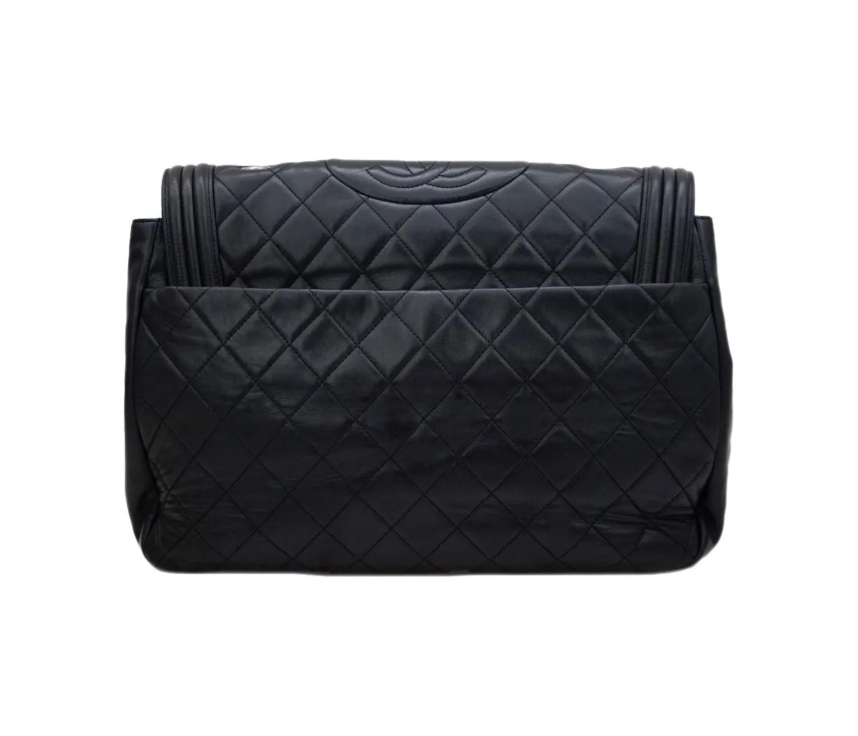 Authentic Chanel Black Lambskin Antik Boy Maxi Jumbo XL