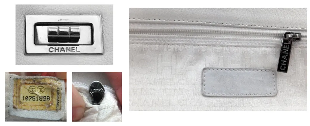 Authentic Chanel Cerf Executive White Caviar Tote