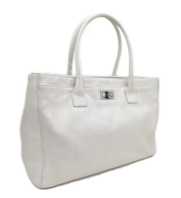 Authentic Chanel Cerf Executive White Caviar Tote