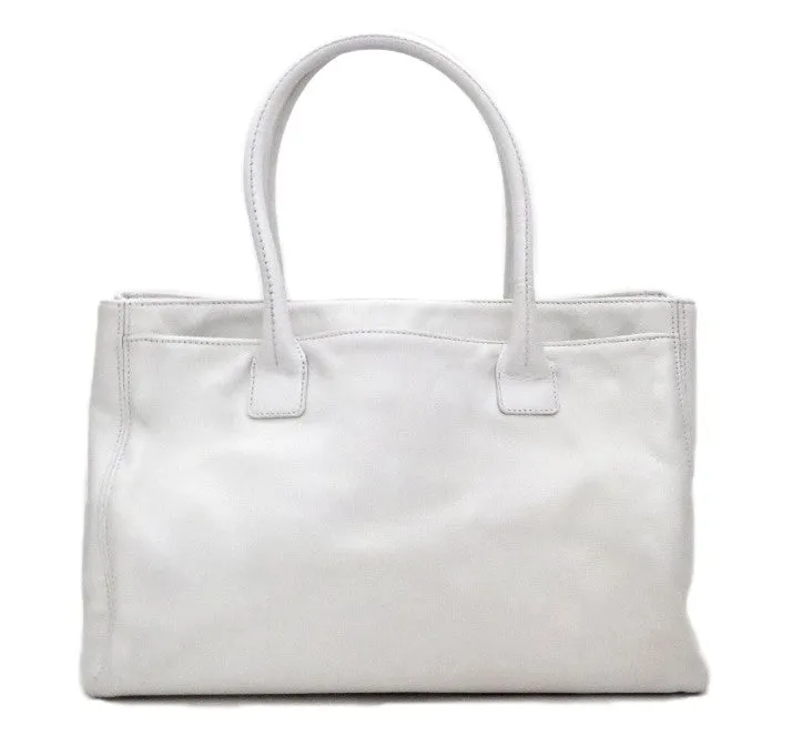 Authentic Chanel Cerf Executive White Caviar Tote