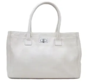 Authentic Chanel Cerf Executive White Caviar Tote