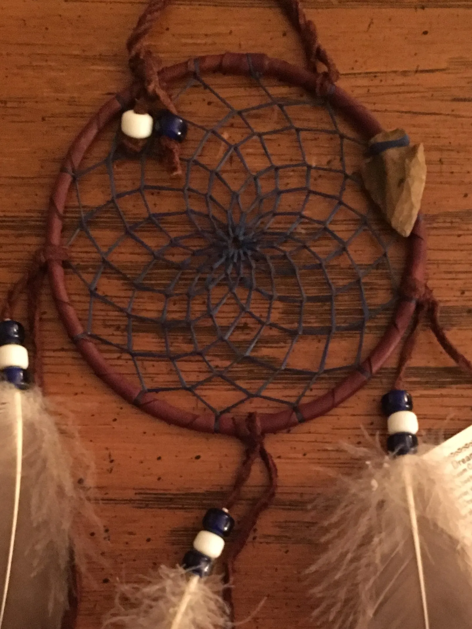 Authentic Navajo Dream Catcher 4 Inch Natural Accent Navy Blue Web