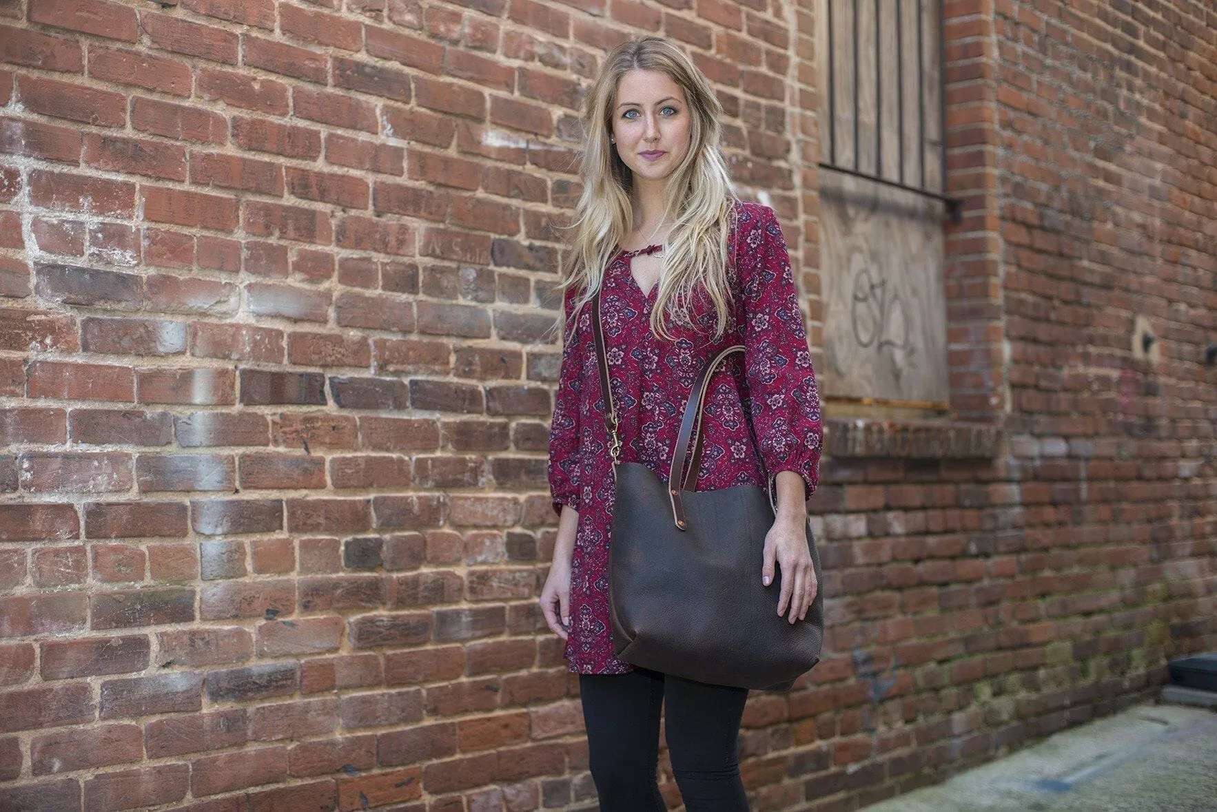 AVERY LEATHER TOTE BAG - MEDIUM - VIOLET