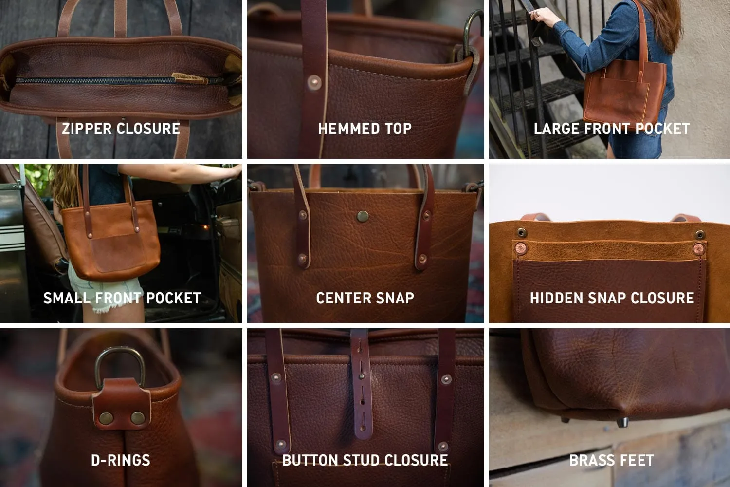 AVERY LEATHER TOTE BAG - SMALL - WHISKY BISON