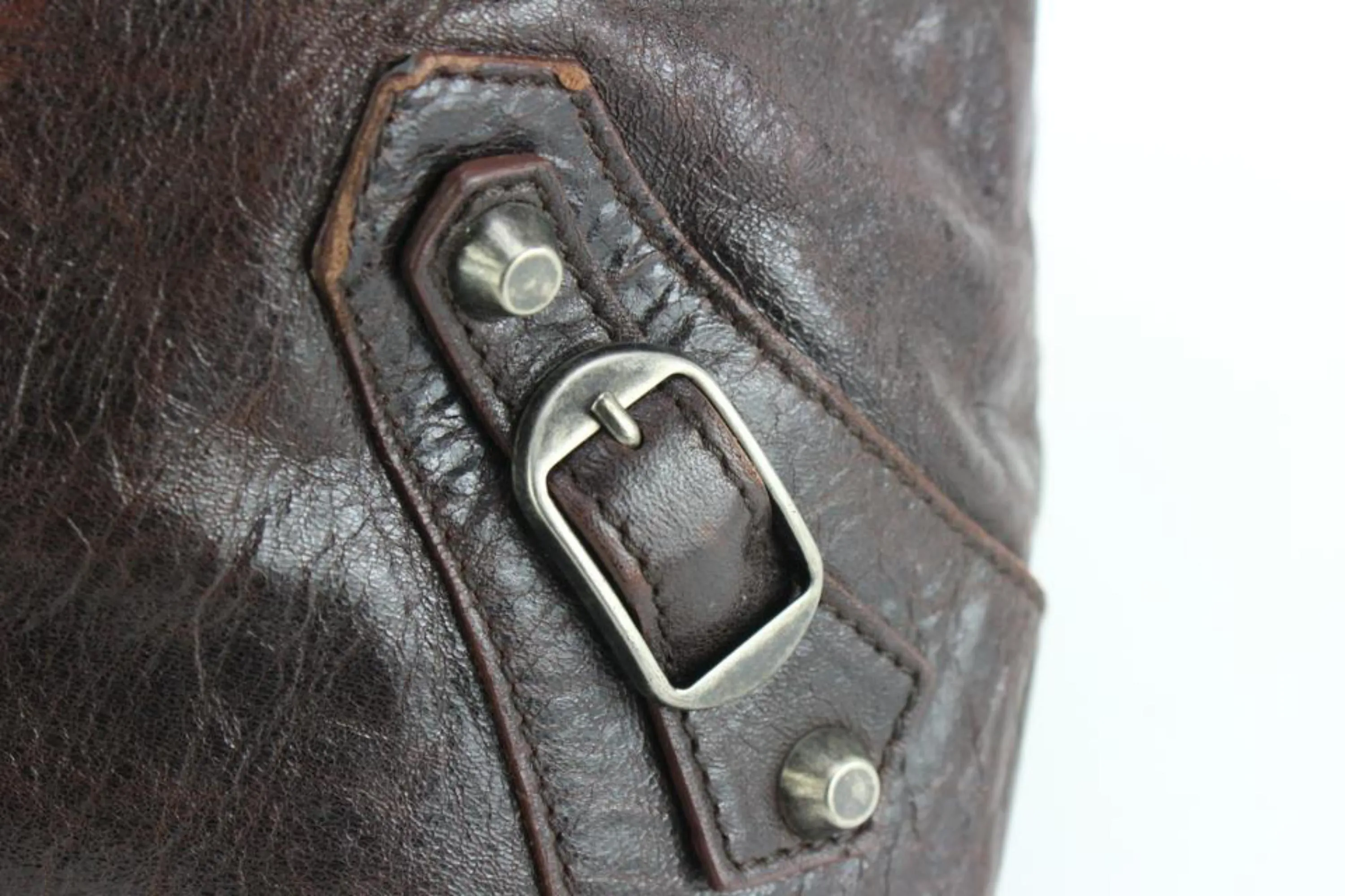 Balenciaga Chocolate Chevre Leather Men's Day Messenger Bag 30ba54s