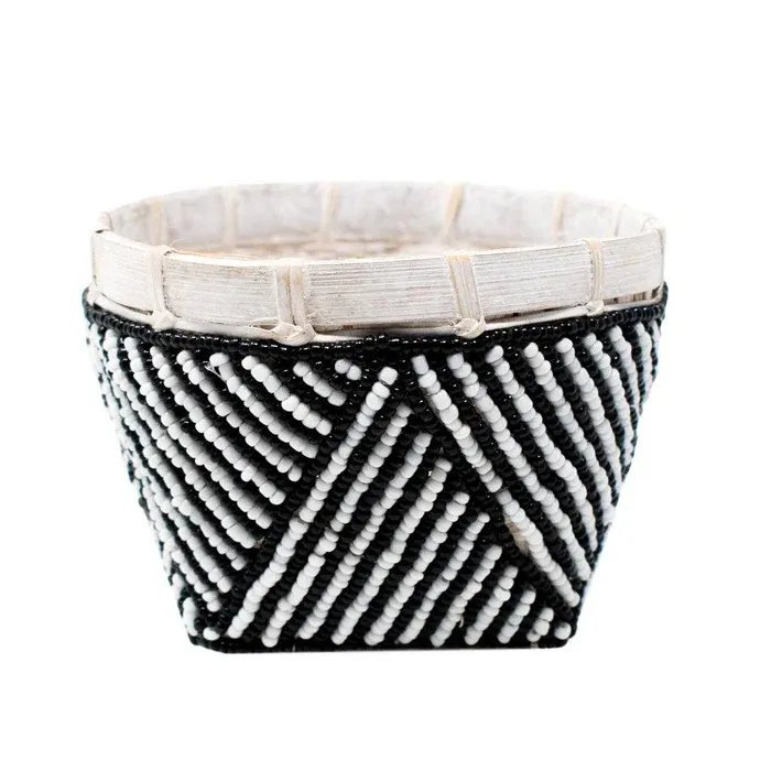 Bamboo Beaded Trinket Basket