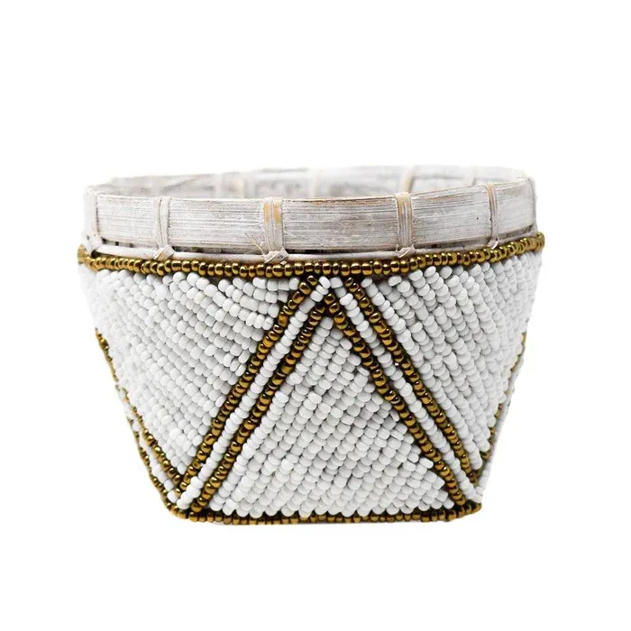 Bamboo Beaded Trinket Basket