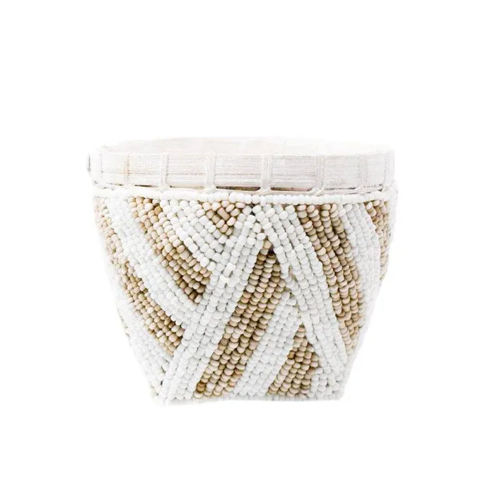 Bamboo Beaded Trinket Basket