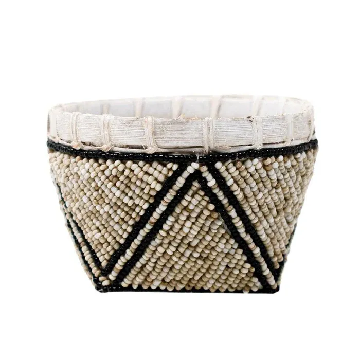 Bamboo Beaded Trinket Basket