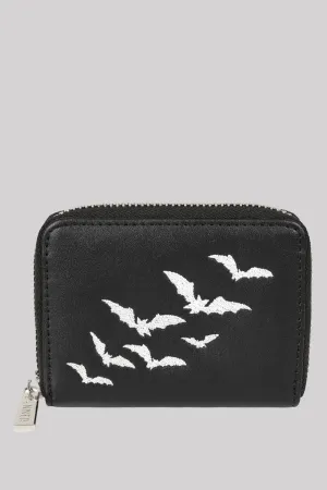 Banned Flying Bats Wallet – Black Gothic Zip-Around Purse