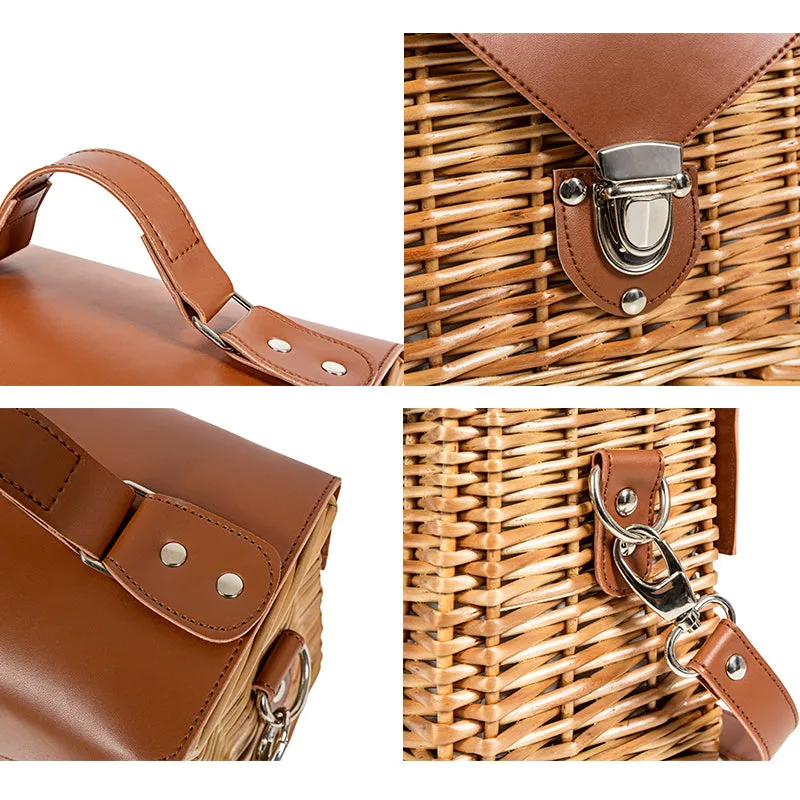 Barabum Rattan Woven Basket Straw Crossbody Bag