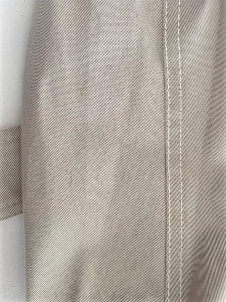 Barbara Bui Trench Coat Beige Leather-Trim Stretch Twill Size Extra Small NEW
