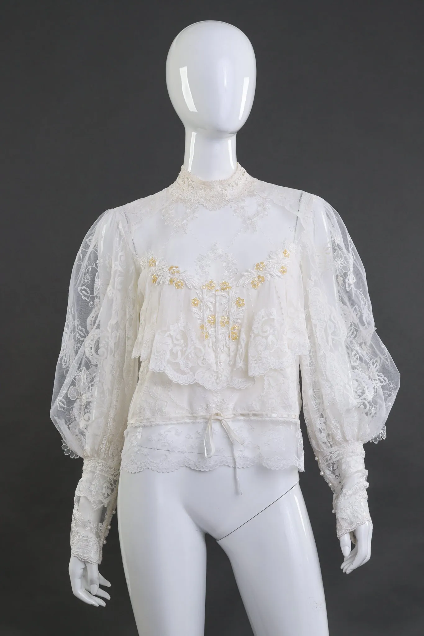 Beaded Floral Lace Blouse